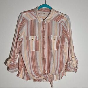 Thread & Supply Women's Button Down Shirt - Peach and Cream